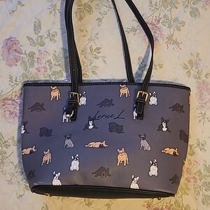 Purse bag tote French Bulldog gray